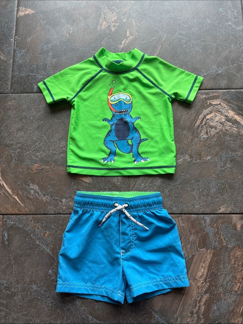 Carter's Dino rash guard swim shirt w/ matching swim shorts